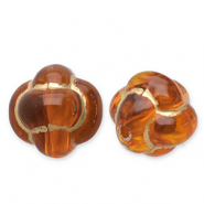 Perles acryliques pomme de touline Marron cognac-doré