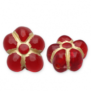 Perles acryliques fleur Rouge-doré