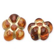 Perles acryliques fleur Marron cognac-doré