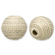 Perles acryliques rond Blanc cassé-doré