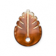 Pendentifs acryliques feuille Marron cognac-doré