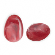 Perles acryliques en forme d'&oelig;uf Rouge-blanc