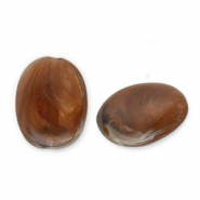 Perles acryliques ovale Marron-blanc