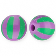 Perles acryliques 12 mm avec rayées Violet-vert