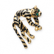 Broches accroche-regard tigre Dor&eacute;-noir-vert