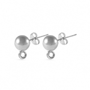 Boucles d'oreilles / puces d’oreilles en acier Inox avec anneau 4mm Argenté