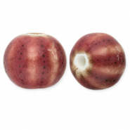 Perles en céramique avec rayées 12mm Mauve foncé