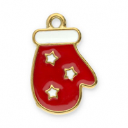 Breloques en acier Inox gant Doré-rouge-blanc