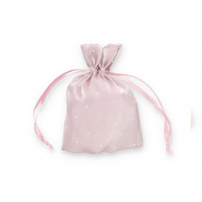 Sachet &agrave; bijoux en satin avec strass Violet mauve-argent&eacute;