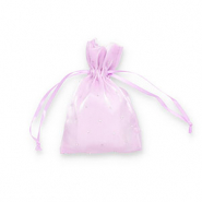 Sachet &agrave; bijoux en satin avec strass Lilas-argent&eacute;