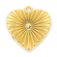 Breloques en acier Inox coeur avec strass Doré-transparent