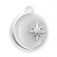 Breloques en acier Inox lune et étoile avec strass Argenté-transparent