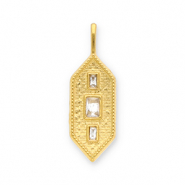 Breloques en acier Inox hexagone Doré-transparent