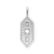 Breloques en acier Inox hexagone Argenté-transparent