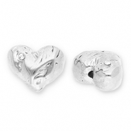 Perles en acier Inox coeur avec strass Argenté-transparent