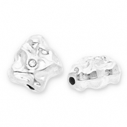 Perles en acier Inox irrégulier avec strass Argenté-transparent