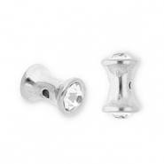 Perles en acier Inox diabolo avec strass Argenté-transparent