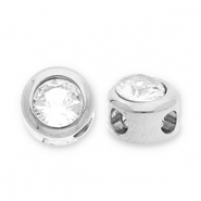 Perles en acier Inox disque Heishi avec strass Argenté-transparent