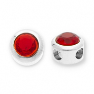 Perles en acier Inox disque Heishi avec strass Argenté-rouge