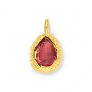 Breloques en acier Inox goutte avec une facette Dor&eacute;-rose fonc&eacute;