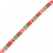 BY31® Ruban texte Noël Rose clair-rouge-vert-doré