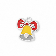 Breloques en m&eacute;tal cloche de no&euml;l Argent&eacute;-jaune-rouge-gris