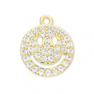 Métal TQ laiton breloques souriant Doré-transparent