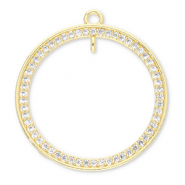 Métal TQ laiton breloques rond avec anneau Doré-transparent