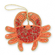 Breloque tendance crabe Orange corail-rouge-dor&eacute;