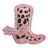 Pendentifs accroche-regard avec strass botte de cow-boy avec imprimé léopard Cristal-rose vintage-rose foncé