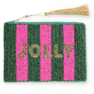 Trousse "Jolly" Vert foncé-fuchsia-doré
