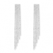 Boucles d'oreilles / puces d’oreilles en laiton Eco-brass® avec strass Argenté-cristal
