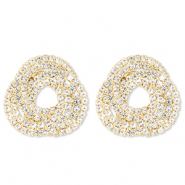 Boucles d'oreilles / puces d’oreilles en laiton Eco-brass® avec strass Doré-cristal