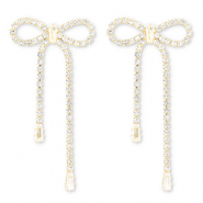 Boucles d'oreilles / puces d’oreilles en laiton Eco-brass® avec strass nœud Doré-cristal