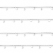 Apprêts en acier Inox chaîne maille jaseron avec lune et étoile Argenté