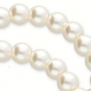 Perles en verre cirées 6 mm Top Quality Blanc ivoire