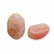 Pierres semi-précieuses Agate ovale Rouge corail-blanc