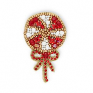 Broches sucette avec n&oelig;ud Rouge-blanc-dor&eacute;