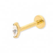 Piercing d’oreilles en acier Inox ovale avec strass Doré-cristal