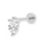 Piercing d’oreilles en acier Inox avec strass Argenté-cristal