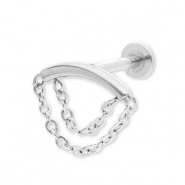 Piercing d’oreilles en acier Inox arche avec 2 couches chaîne Argenté