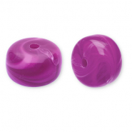 Perles acryliques disque Magenta foncé-blanc