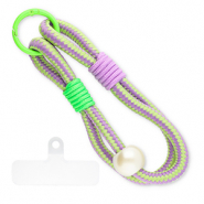 Cordon t&eacute;l&eacute;phonique tendance incl. attache Violet-vert-vert n&eacute;on-blanc ivoire