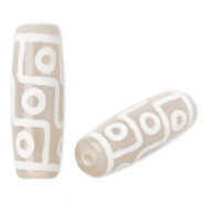 Perles en pierre naturelle Calcédoine tube Beige sable-blanc