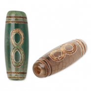 Perles en pierre naturelle Calcédoine tube infini Vert-beige-marron