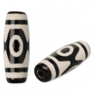 Perles en pierre naturelle Calcédoine tube Noir-gris clair