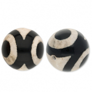Perles en pierre naturelle Calcédoine 16 mm Noir-beige sable