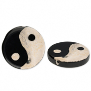 Perles en pierre naturelle Calcédoine Yin & Yang Noir-beige sable