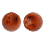 Perles acryliques 20 mm rond Marron ambre-marbr&eacute;