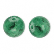 Perles acryliques 16 mm rond Vert fonce-marbré